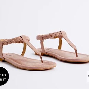 Torrid Braided T strap sandal WW size 9, nude colored.
